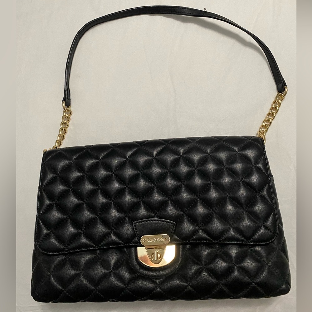Calvin Klein black quilted lamb shoulder bag.